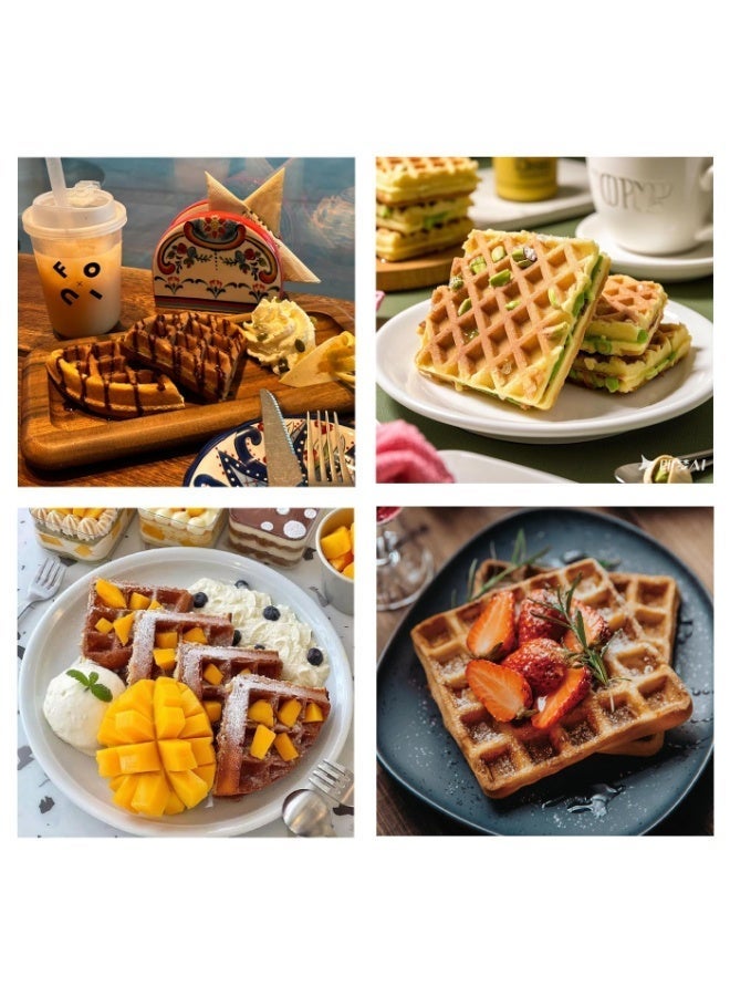 آر إيه أف صانعة الوافل الكهربائية، 1500 وات 4 شرائح مع لوحات تيفال غير لاصقة وتحكم بدرجة الحرارة القابلة للتعديل، التحميص، الخَبز، الشواء، باللون الأسود - Image 4